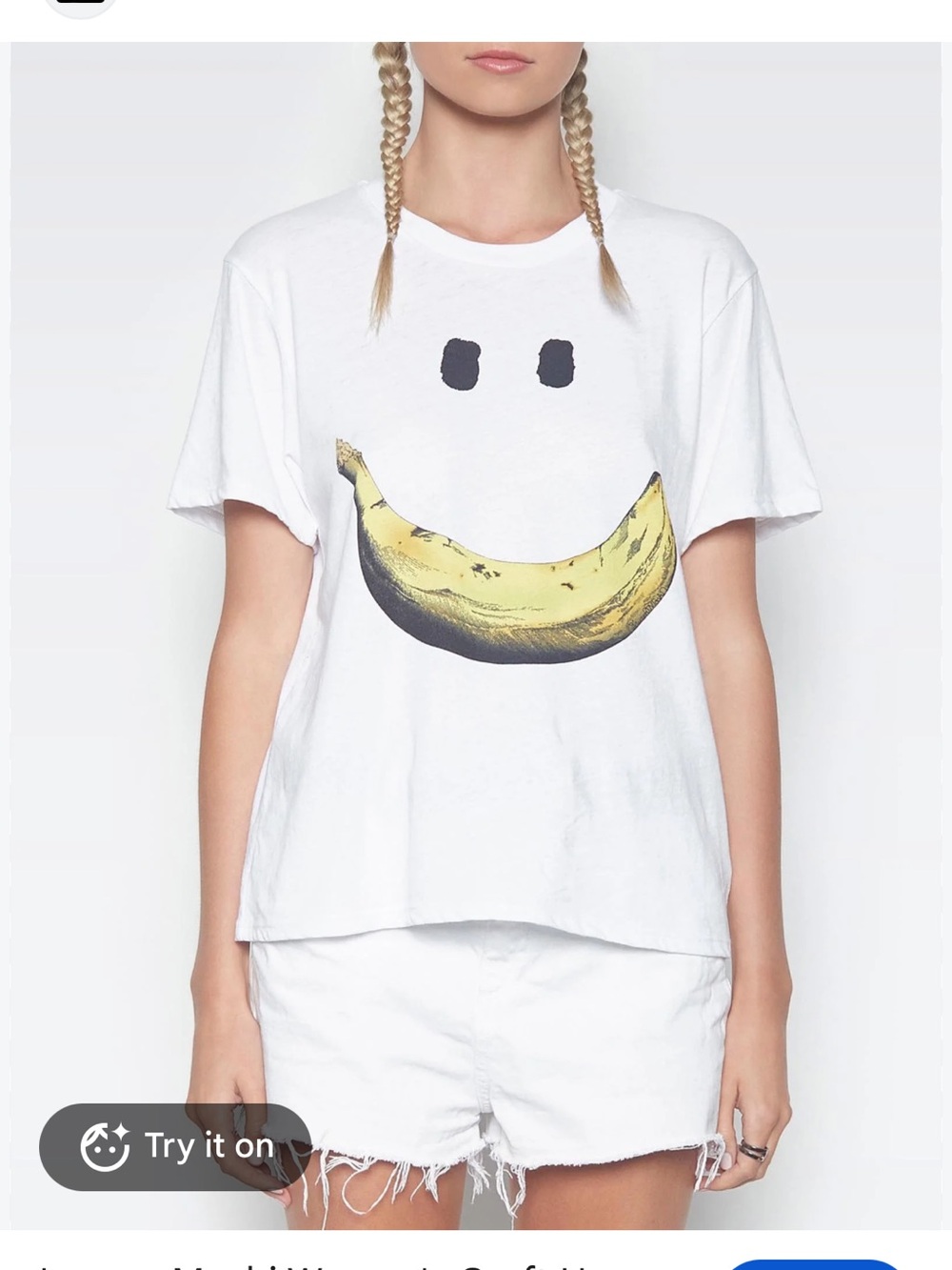 Lauren Moshi White Tee with Yellow Banana Smile